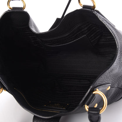 Prada Vitello Daino Pushlock Tote Black 5 of 8