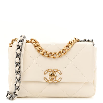 Chanel Lambskin Quilted Medium Chanel 19 Flap White 1 of 12