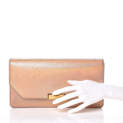 Gucci Metallic Crackled Calfskin 58 Clutch Fawn 2 of 9