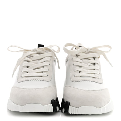 Hermes Calfskin Suede Goatskin Bouncing Sneakers 36.5 White 3 of 9