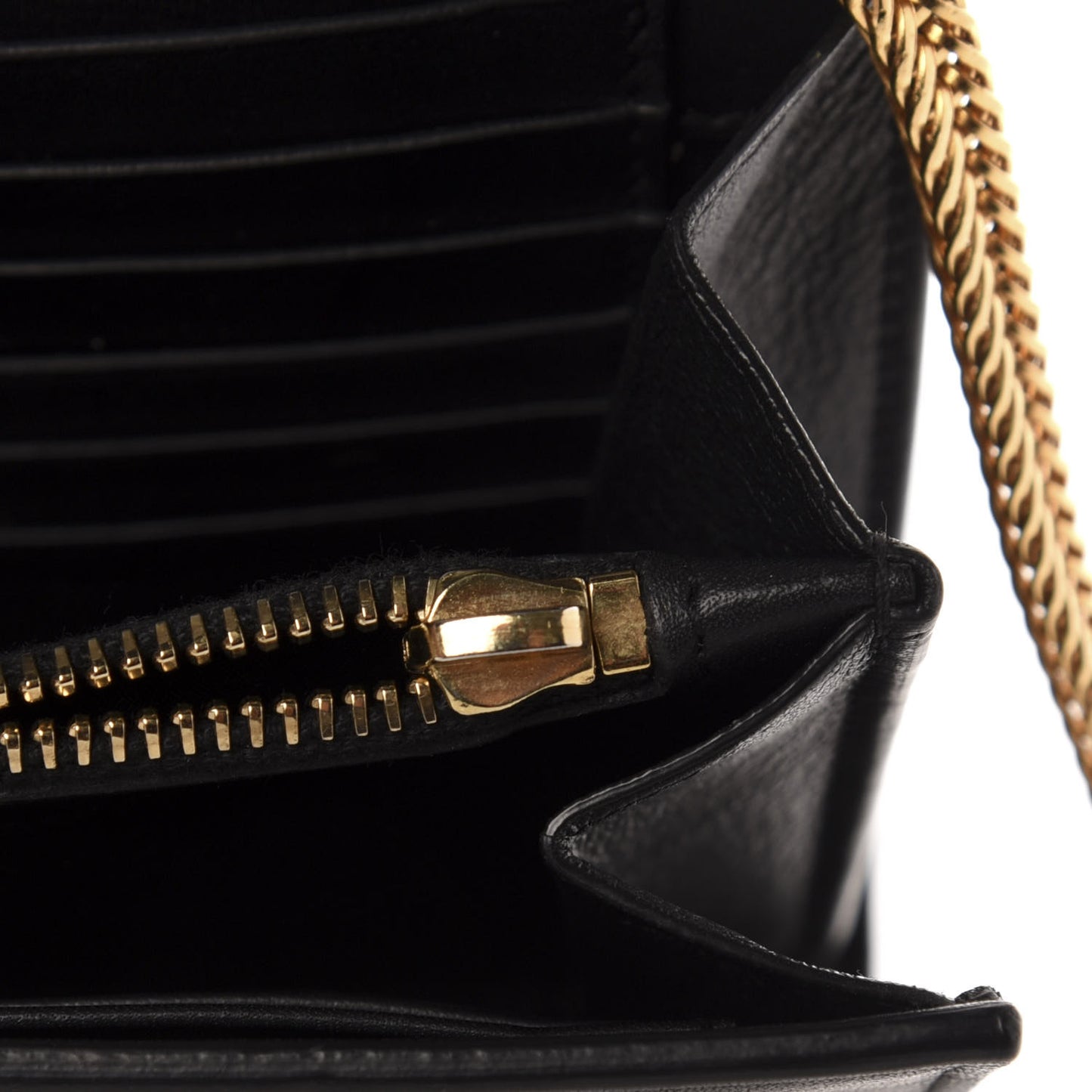Calfskin Classic Y Ligne Chain Wallet Black