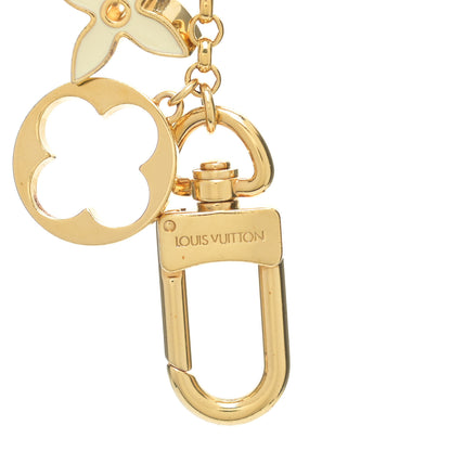 Louis Vuitton Brass Enamel Fleur De Monogram Bag Charm Chain Gold 4 of 5