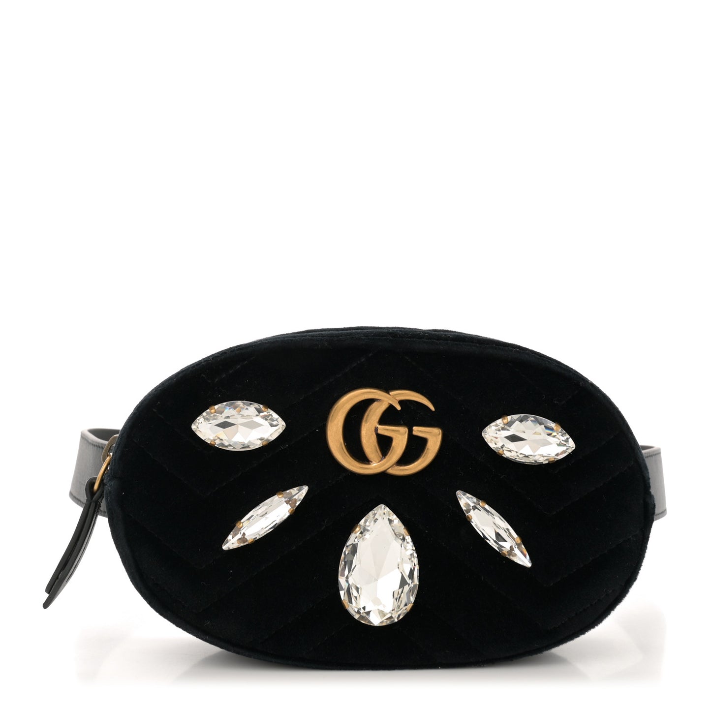 Velvet Matelasse Marquise Crystals GG Marmont Belt Bag 85 34 Black