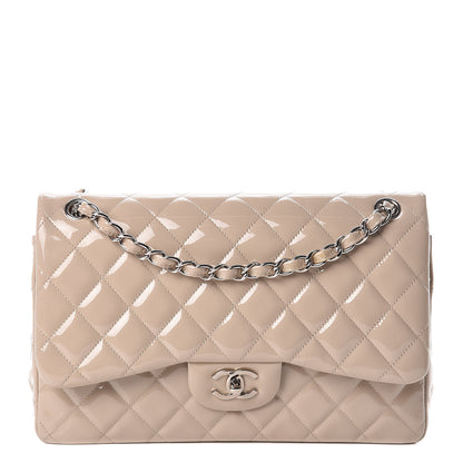 Chanel Patent Quilted Jumbo Double Flap Light Beige 1 of 11