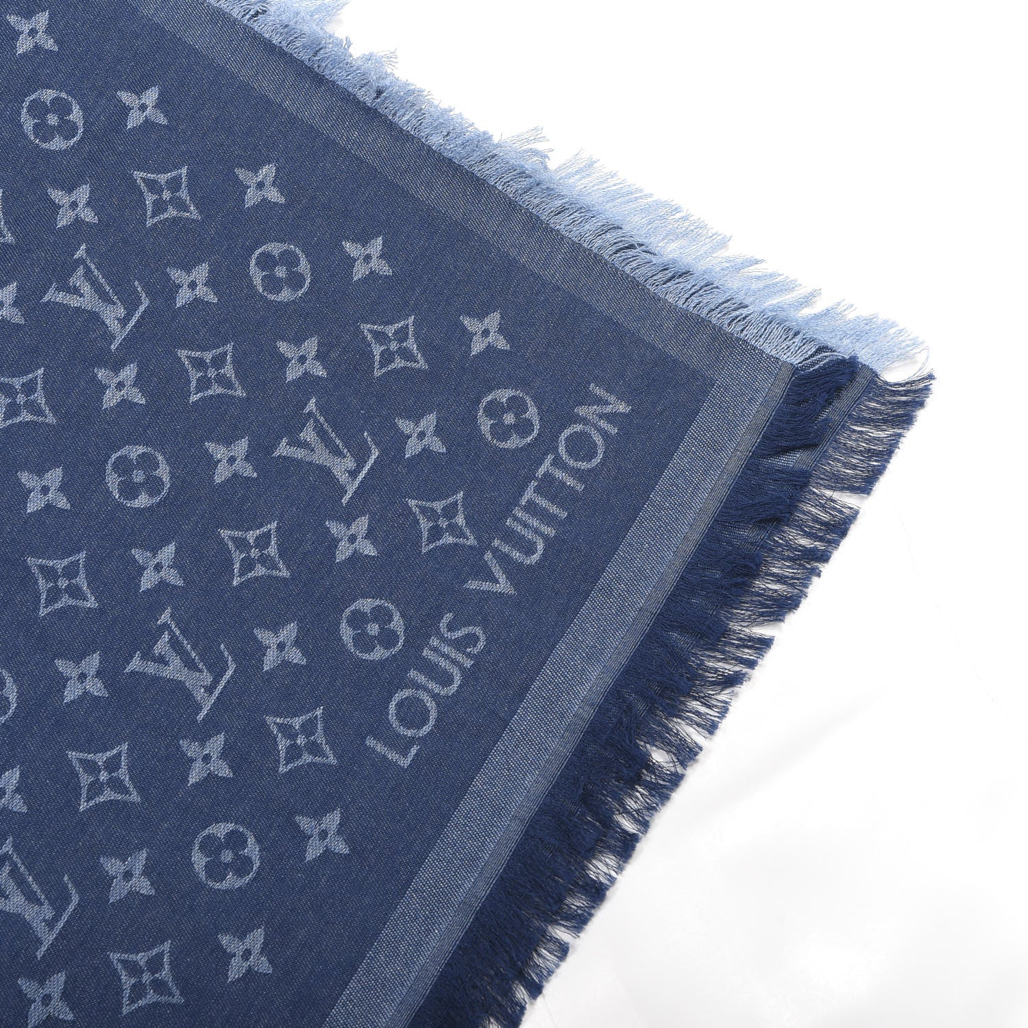 Louis Vuitton Cotton Monogram Essential Stole Blue 3 of 4