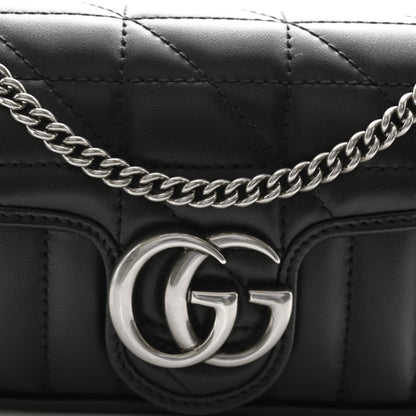 Gucci Calfskin Matelasse Aria Super Mini GG Marmont Shoulder Bag Black 8 of 10