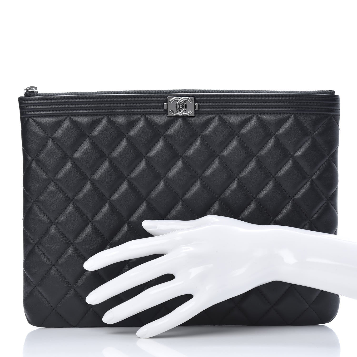 Chanel Lambskin Quilted Medium Boy Cosmetic Case Black 2 of 8