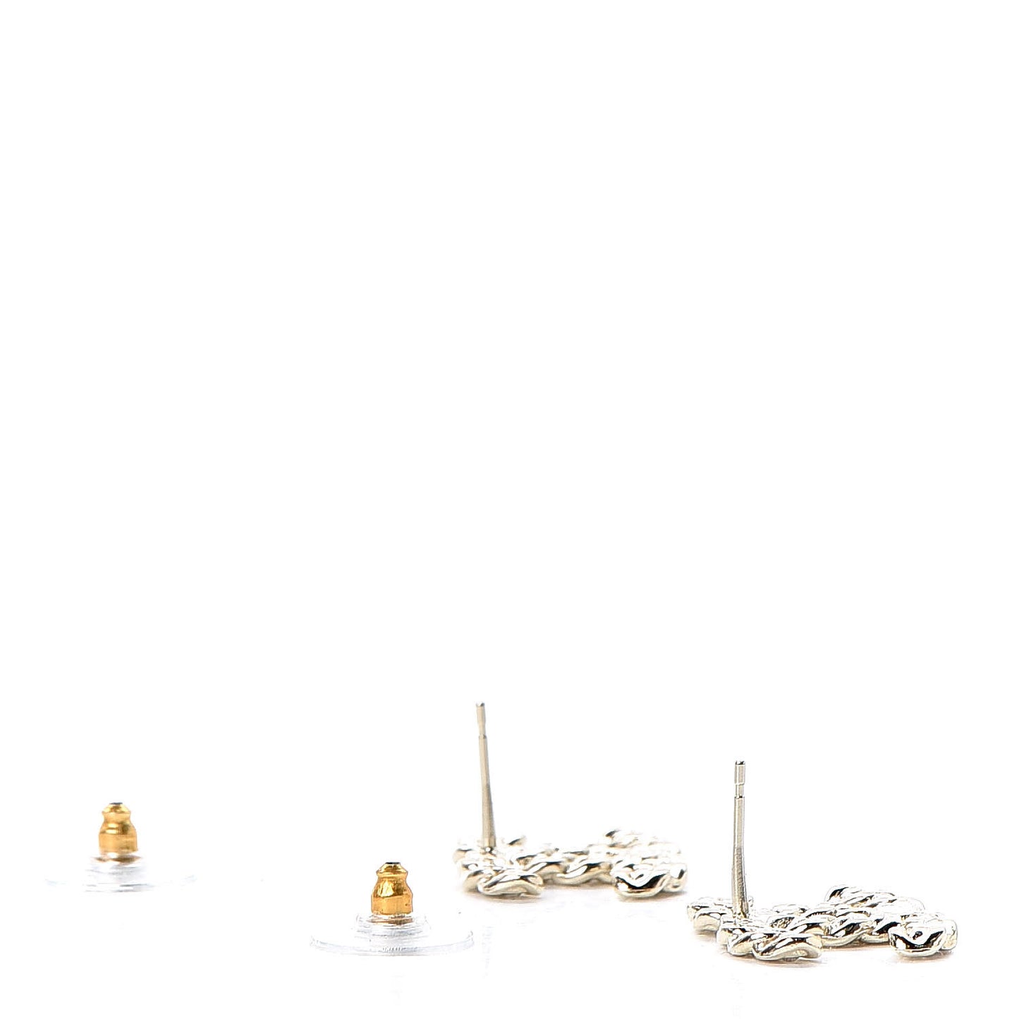 Crystal Chain Link CC Earrings Gold
