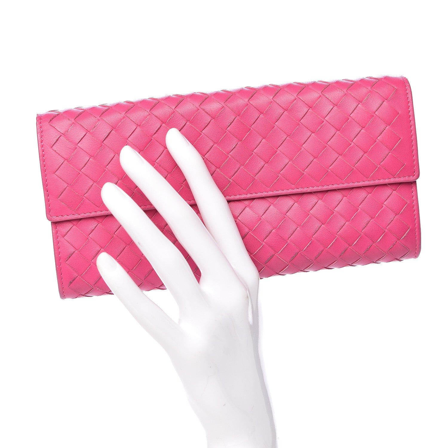 Bottega Veneta Nappa Intrecciato Continental Flap Wallet Rosa Shock 2 of 11