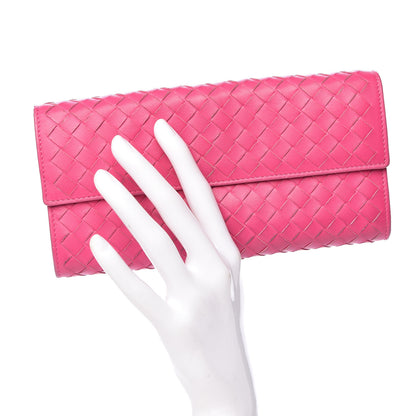 Bottega Veneta Nappa Intrecciato Continental Flap Wallet Rosa Shock 2 of 11