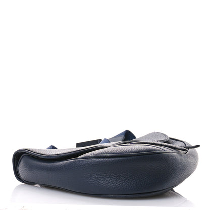 Christian Dior Grained Calfskin Mens Saddle Bag Navy Blue 4 of 9