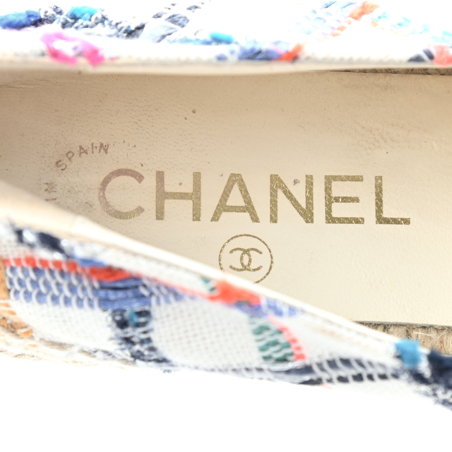 Chanel Tweed Grosgrain CC Espadrilles 36 White Blue Pink Green Black 16 of 17