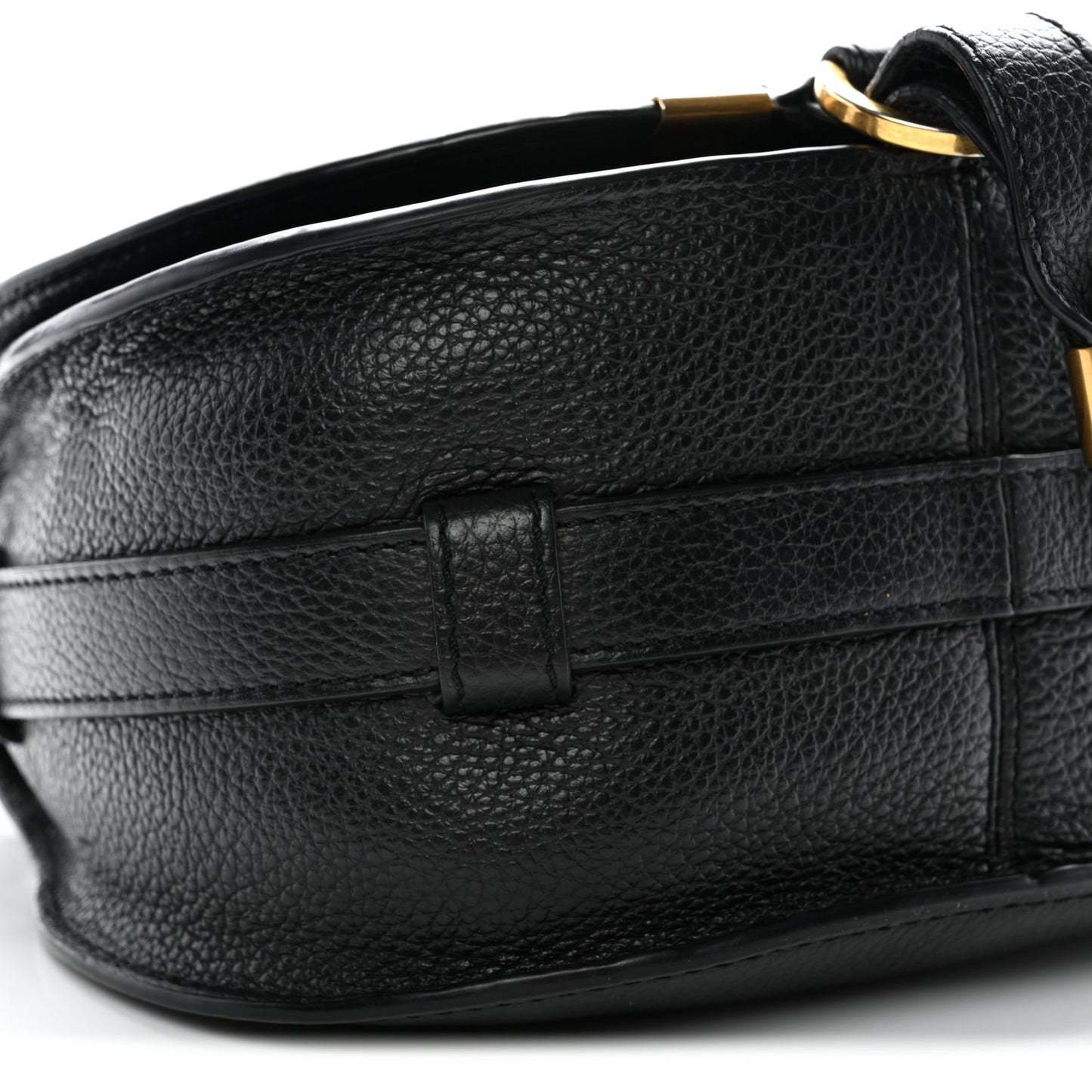 Grained Calfskin Small Marcie Saddle Bag Black