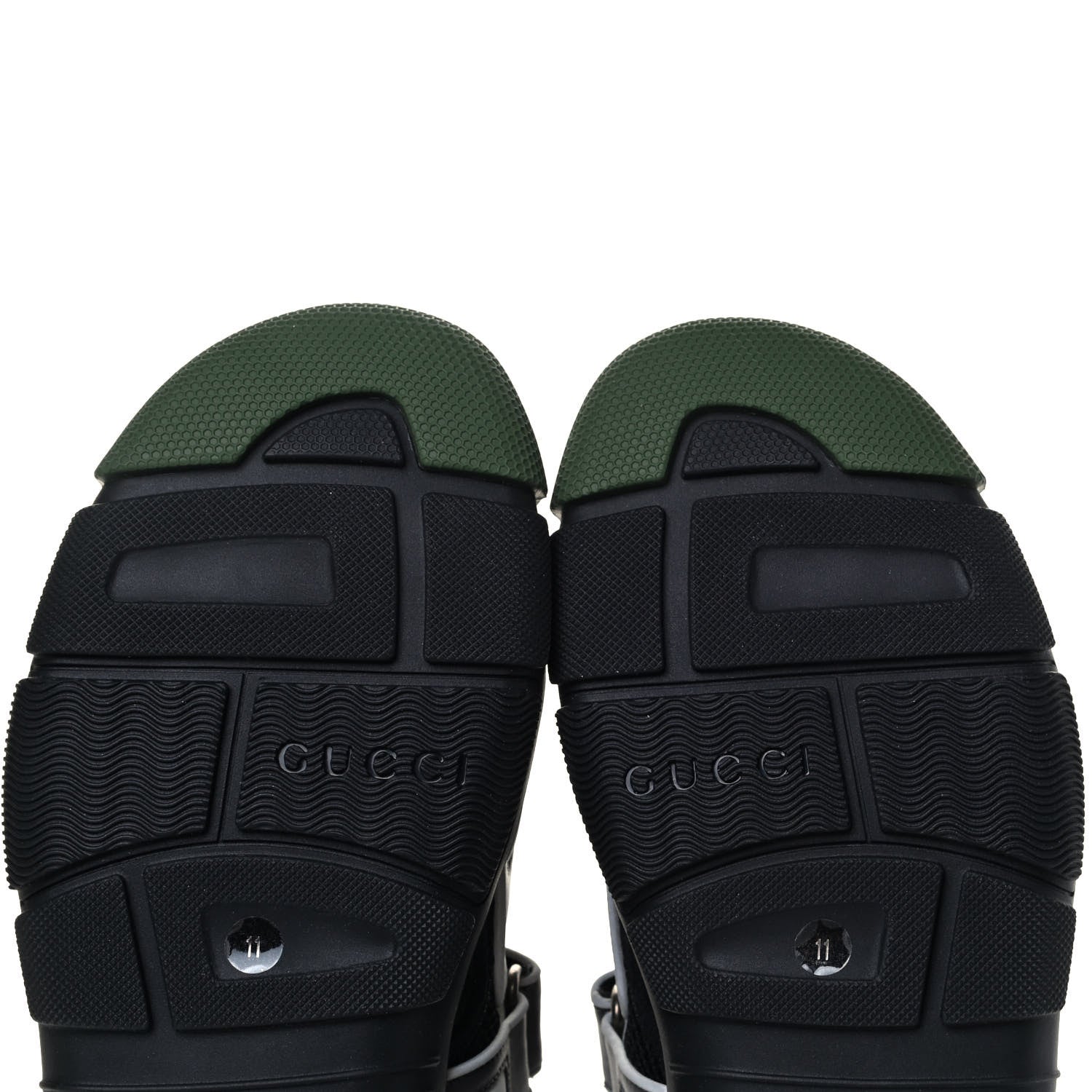 Gucci Mesh Fabric Mens Tinsel Sport Sandals 11 Black Silver Green 5 of 13