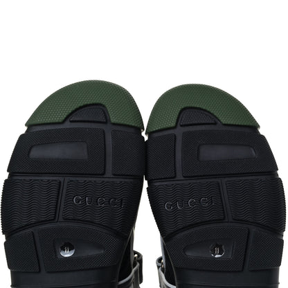 Gucci Mesh Fabric Mens Tinsel Sport Sandals 11 Black Silver Green 5 of 13