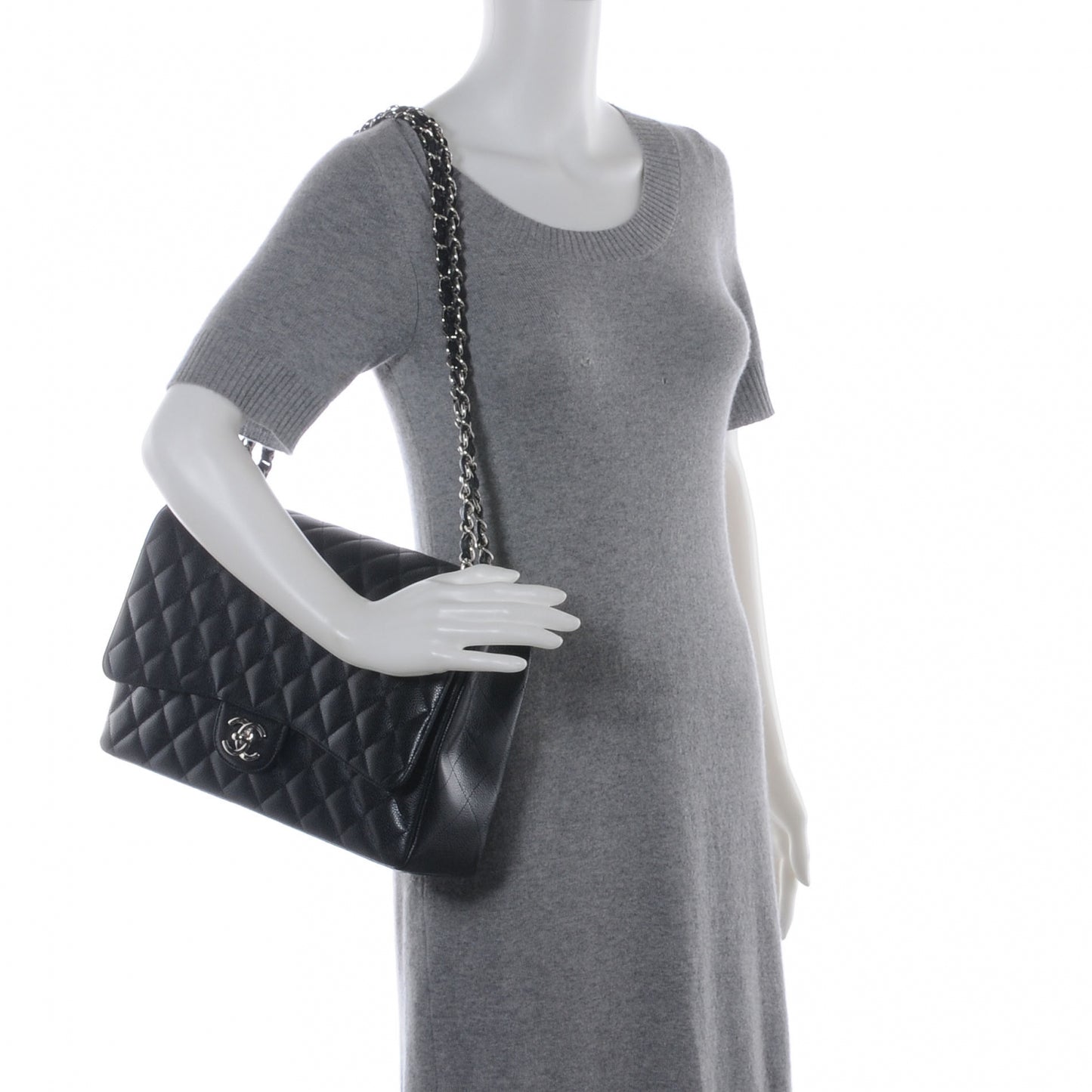 Caviar Quilted Maxi Double Flap Black