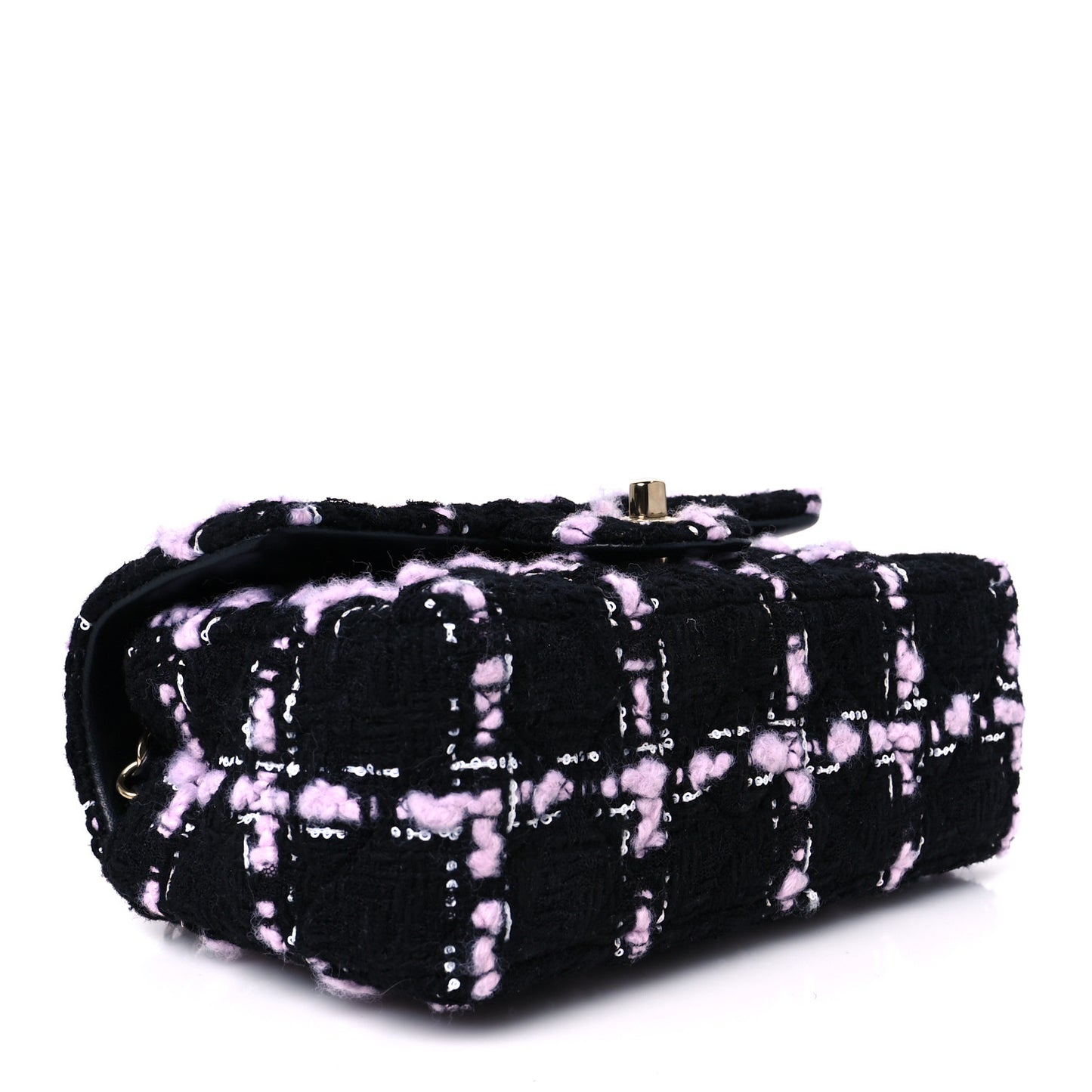 Tweed Quilted Mini Rectangular Flap Black Pink White