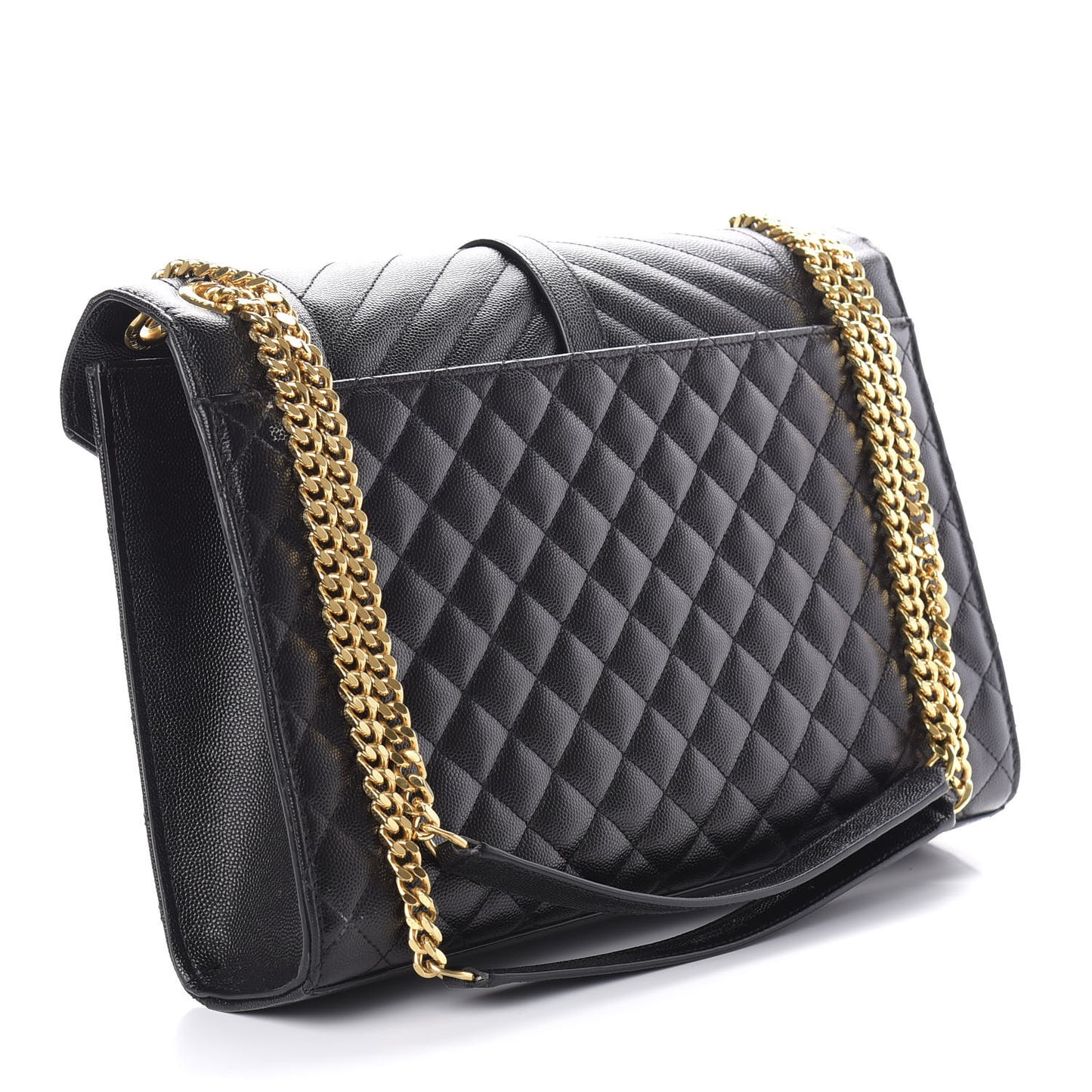Grain De Poudre Textured Mixed Matelasse Large Triquilt Monogram Satchel Black