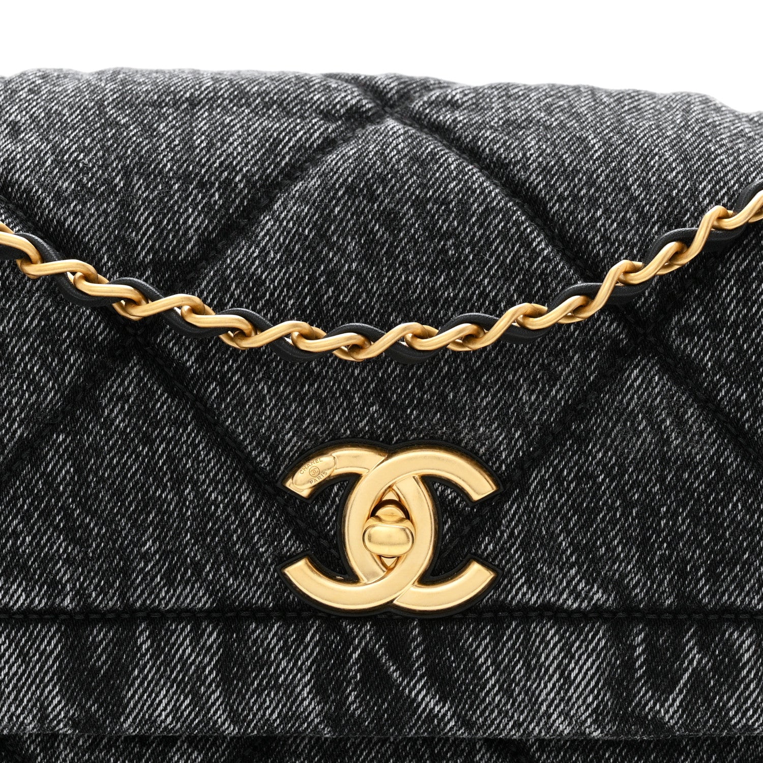 Chanel Washed Denim Quilted Large Flap Bag Black 8 of 11