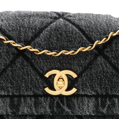 Chanel Washed Denim Quilted Large Flap Bag Black 8 of 10