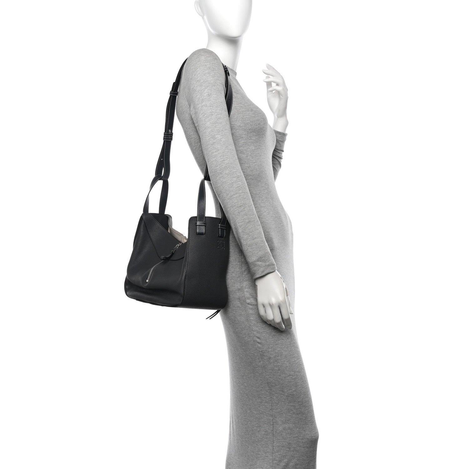 Loewe Grained Calfskin Small Hammock Shoulder Bag Grey 2 of 11