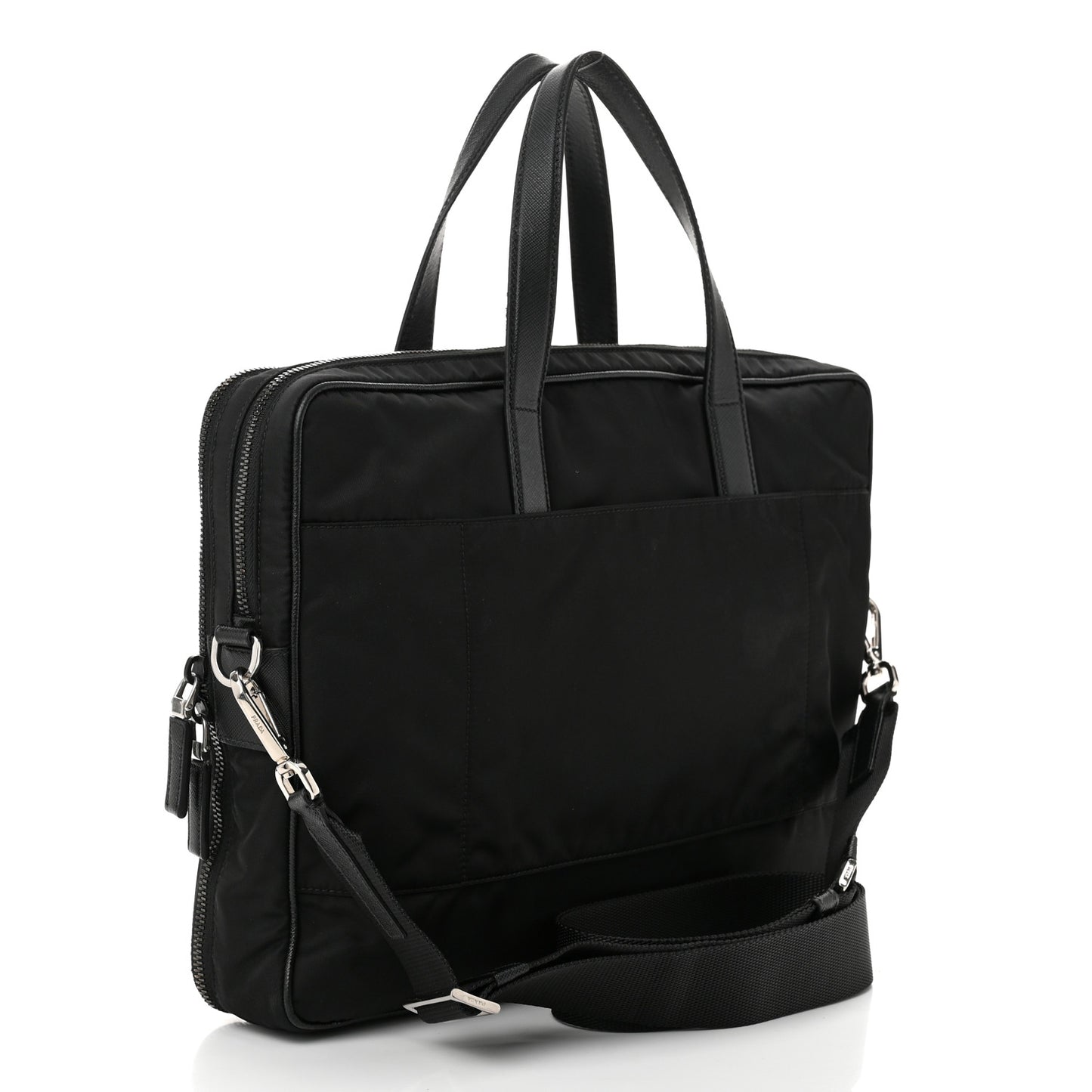 Tessuto Nylon Saffiano Briefcase Black