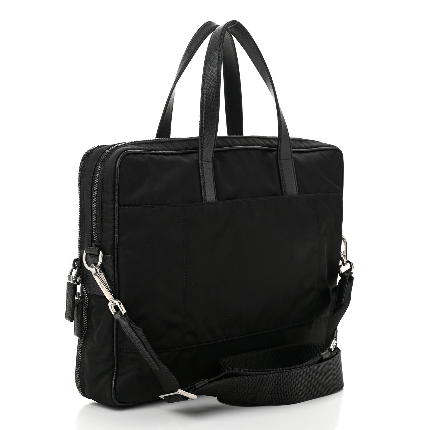 Prada Tessuto Nylon Saffiano Briefcase Black 3 of 11