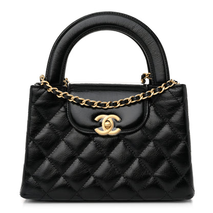 Chanel Shiny Aged Calfskin Quilted Nano Kelly Shopper Black 1 of 11