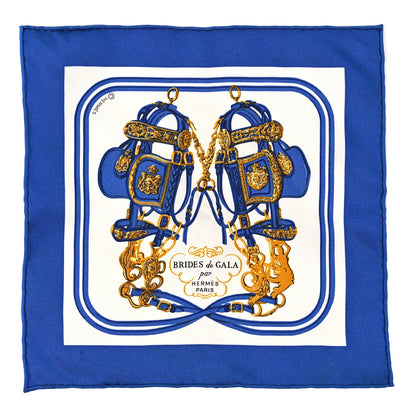 Hermes Silk Brides De Gala Pocket Square Bleu Vif White Or 1 of 3
