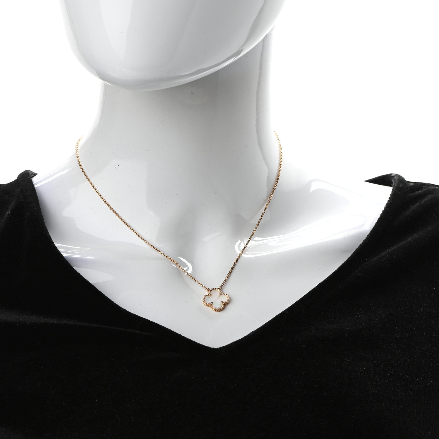 Van Cleef & Arpels 18K Yellow Gold Mother of Pearl Vintage Alhambra Pendant Necklace 2 of 7