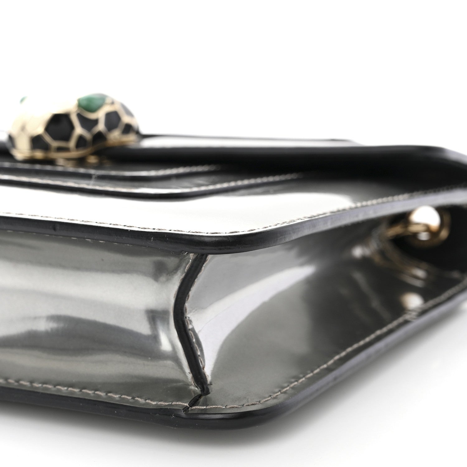 Bulgari Metallic Calfskin Small Serpenti Forever Snake Strap Crossbody Bag Silver 10 of 11