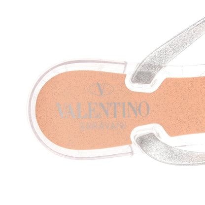 Valentino Garavani PVC Jelly Rockstud Bow Thong Sandals 35 Silver 7 of 8