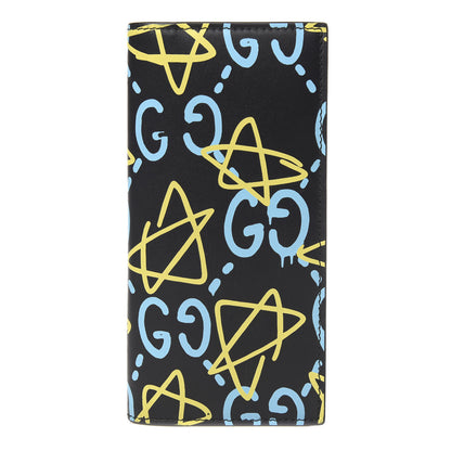 Gucci Calfskin GucciGhost Bi-Fold Long Wallet Black New Acquamarine 1 of 8