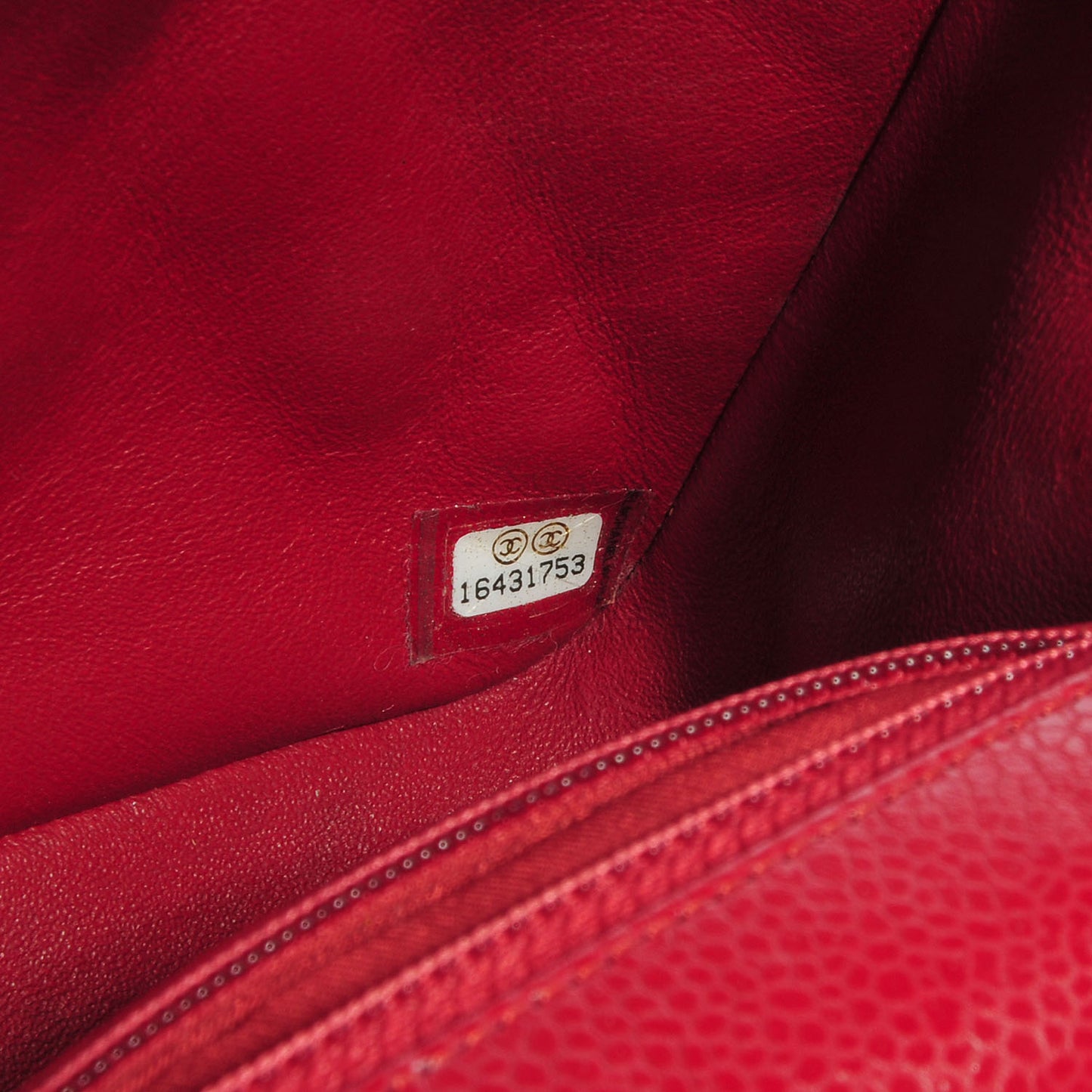 Caviar Quilted Mini Square Flap Red