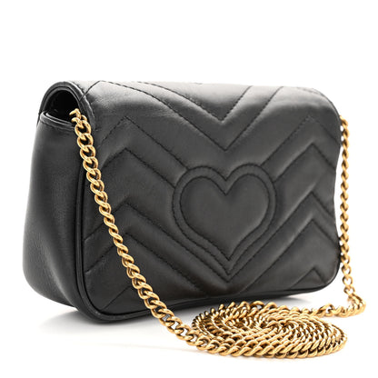 Gucci Calfskin Matelasse Super Mini GG Marmont Shoulder Bag Black 3 of 11