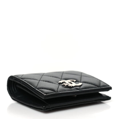 Chanel Lambskin Quilted Crystal Star CC Compact Bifold Wallet Black 4 of 9