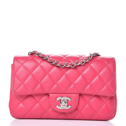 Chanel Lambskin Quilted Mini Rectangular Flap Dark Pink 1 of 8