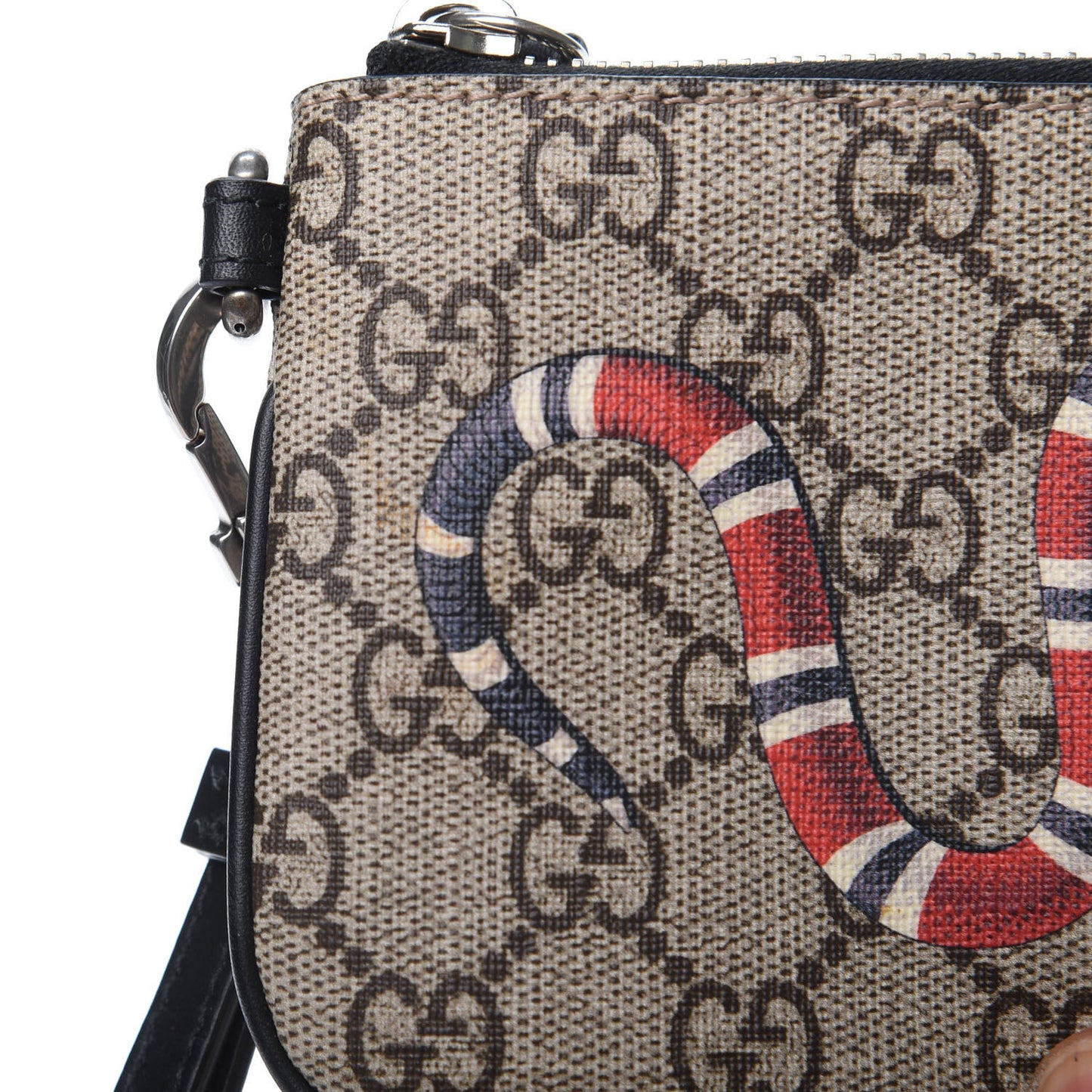 GG Supreme Monogram Kingsnake Zip Pouch Black
