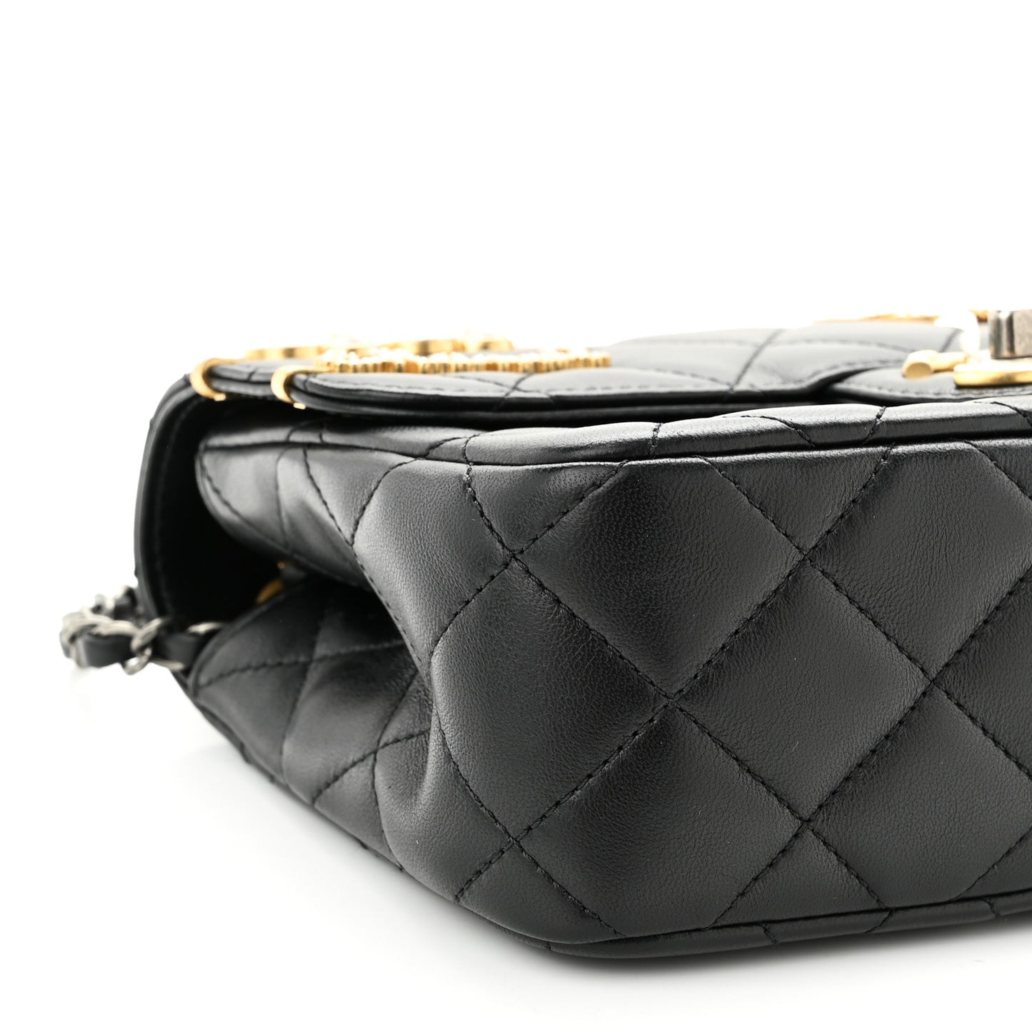Lambskin Quilted Small Coco Clips Single Flap Black