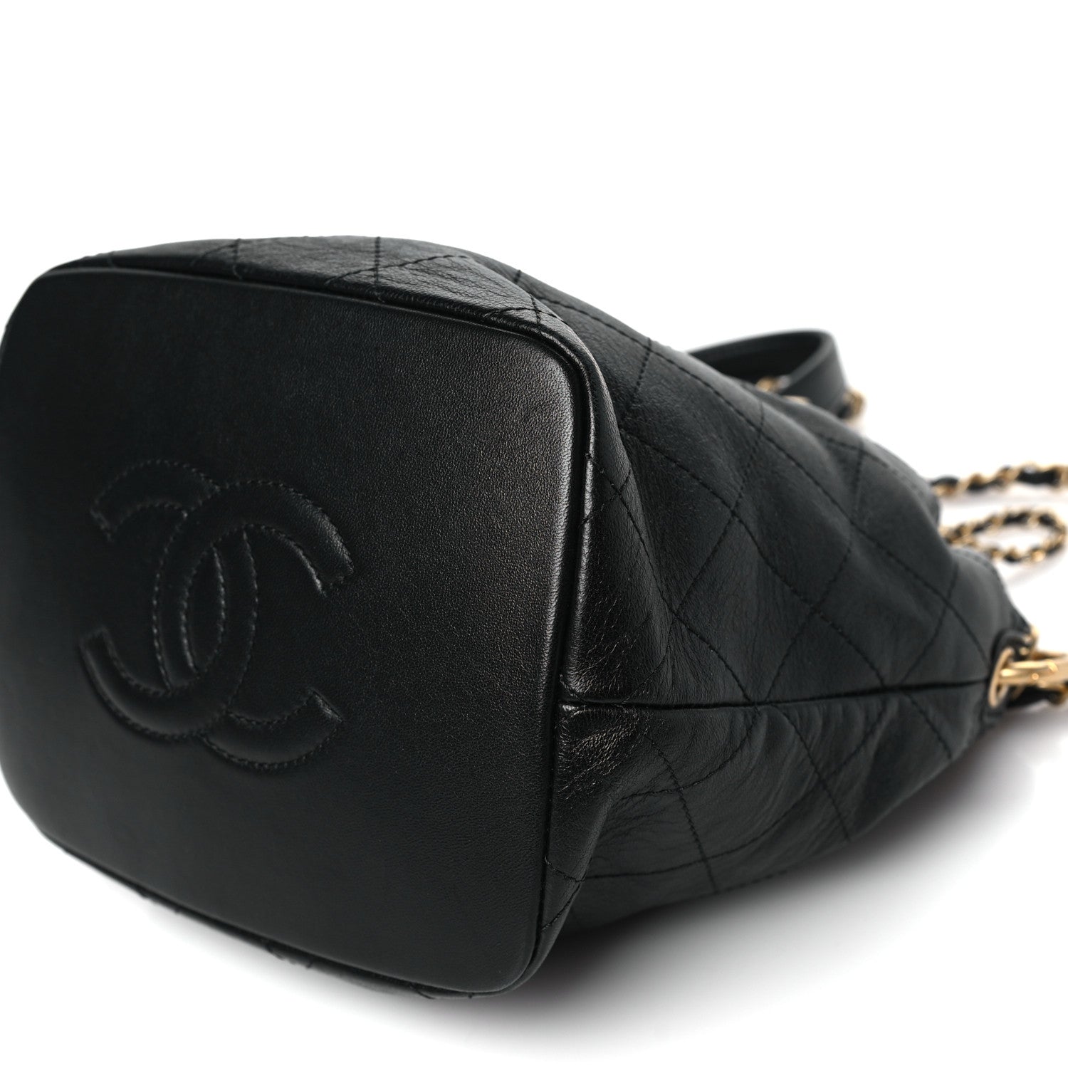 Chanel Lambskin Stitched Drawstring Bag Black 10 of 10