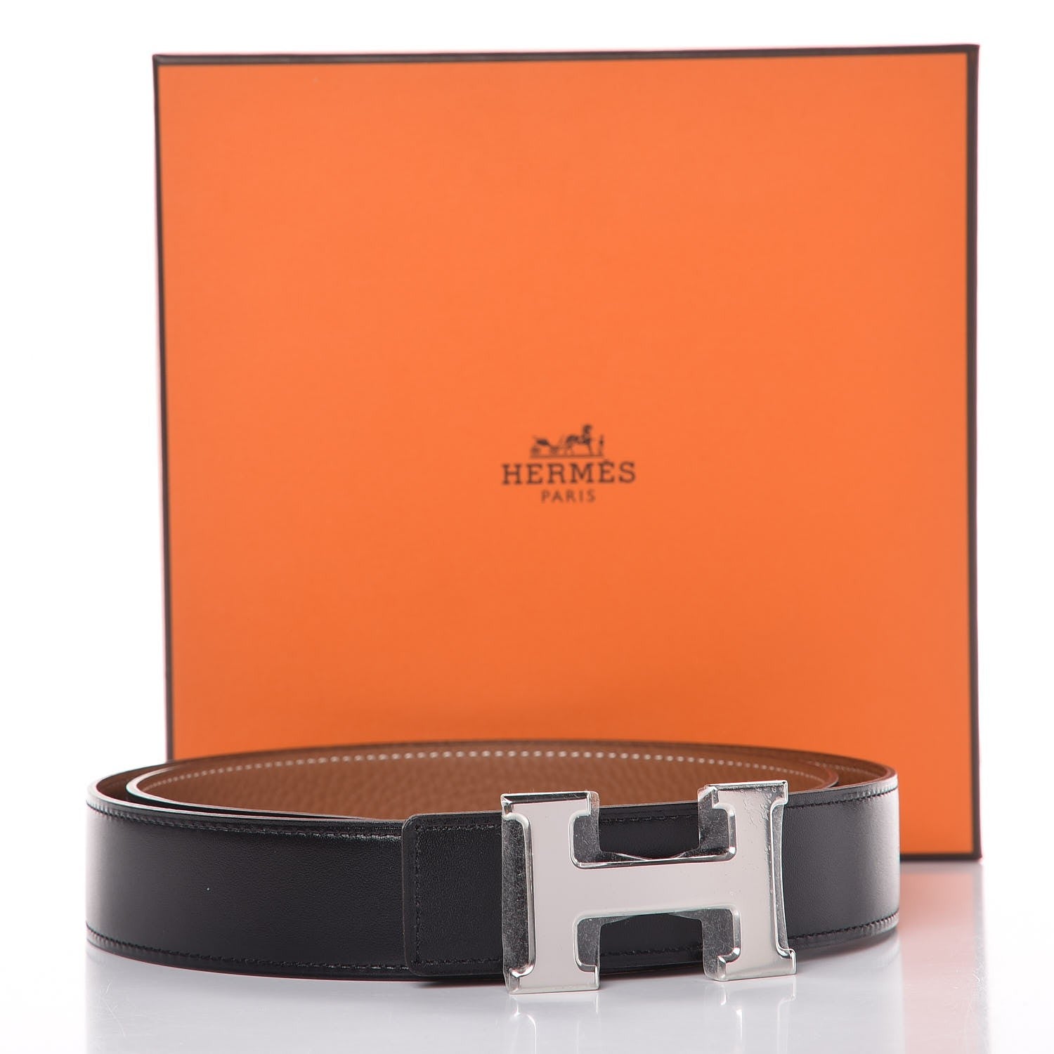 Hermes Box Togo 32mm H Belt 90 Black Gold 9 of 9