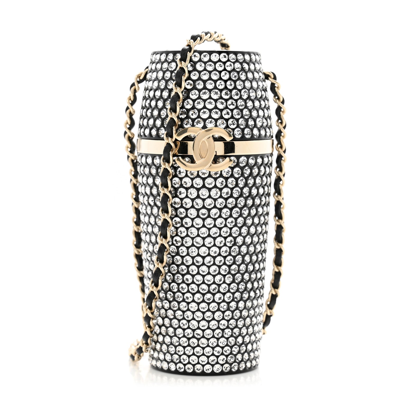 Chanel Metal Resin Lambskin Crystal Lipstick Case Long Necklace On Chain Silver Black Gold 1 of 10
