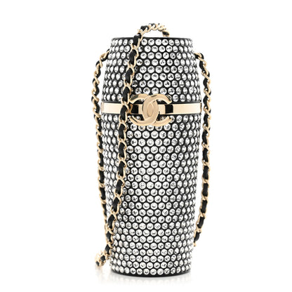 Chanel Metal Resin Lambskin Crystal Lipstick Case Long Necklace On Chain Silver Black Gold 1 of 10