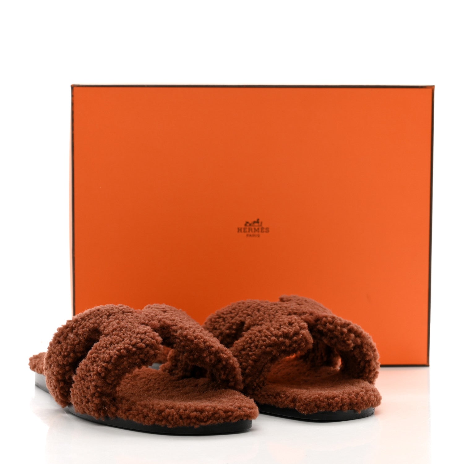 Hermes Woolskin Oran Sandals 40.5 Cognac 8 of 8