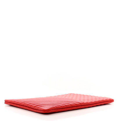 Chanel Caviar Chevron Quilted Large Cosmetic Case Red 4 of 7