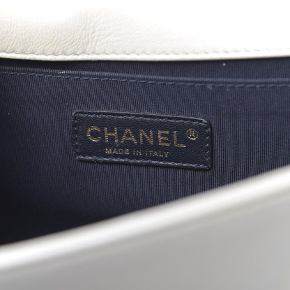 Chanel Lambskin Embossed Medium Boy Cube Flap White Red 7 of 11