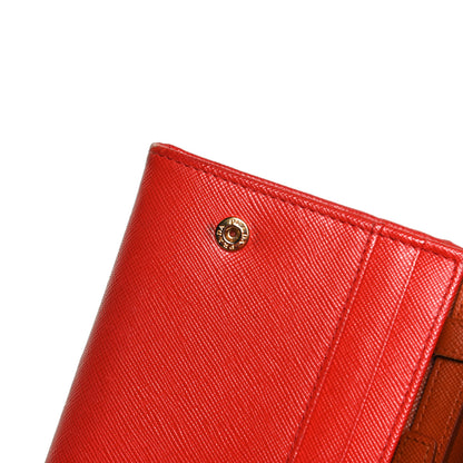 Prada Saffiano Metal Oro Chain Wallet Red Orange 12 of 13