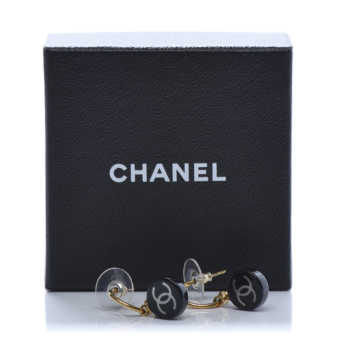 Enamel CC Dangle Earrings Gold Black