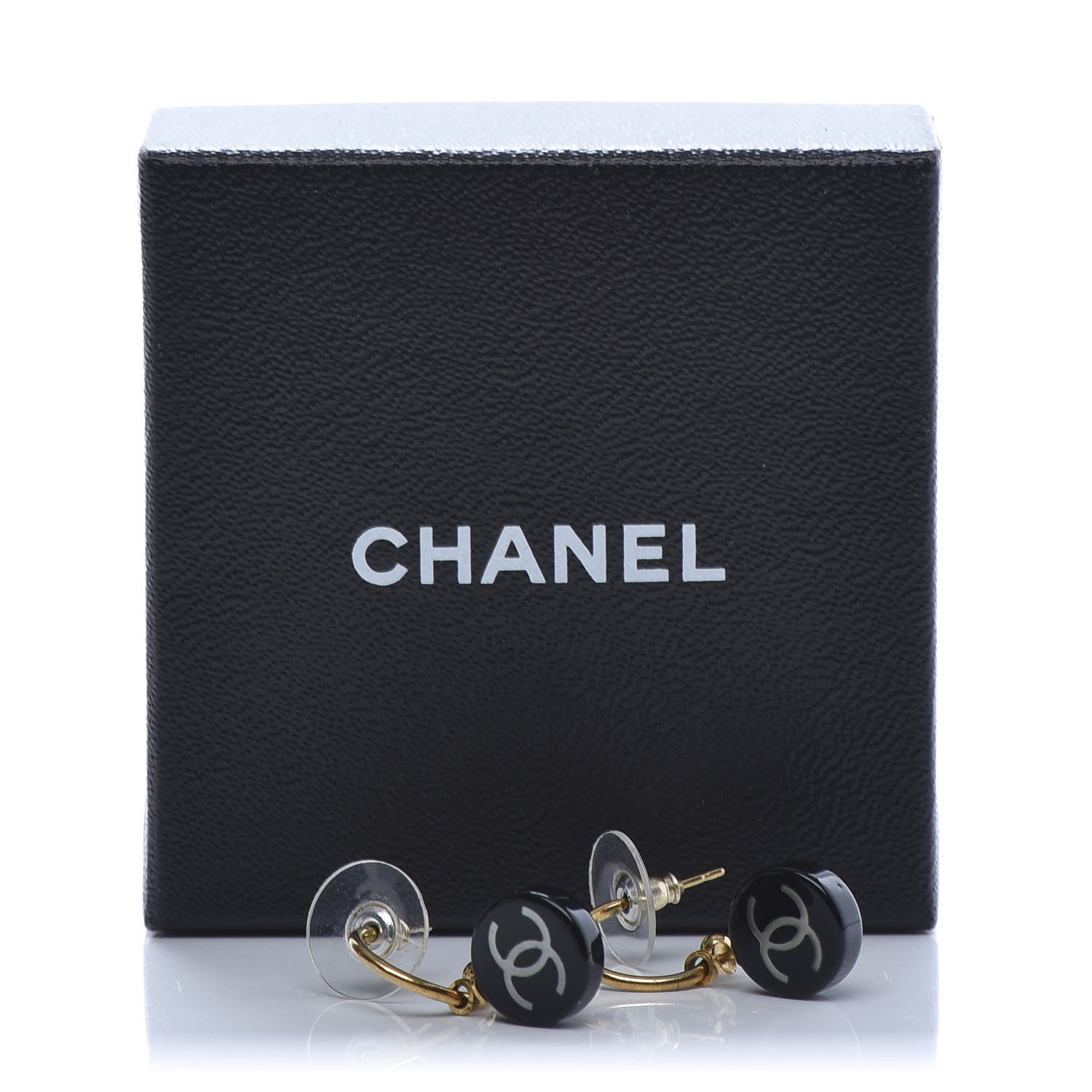 Chanel Enamel CC Dangle Earrings Gold Black 4 of 4