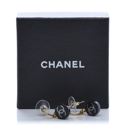 Chanel Enamel CC Dangle Earrings Gold Black 4 of 4